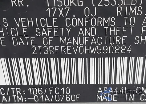 2017 Toyota Rav4 Xle z USA, uszkodzony, nr VIN 2T3RFREV0HW590884